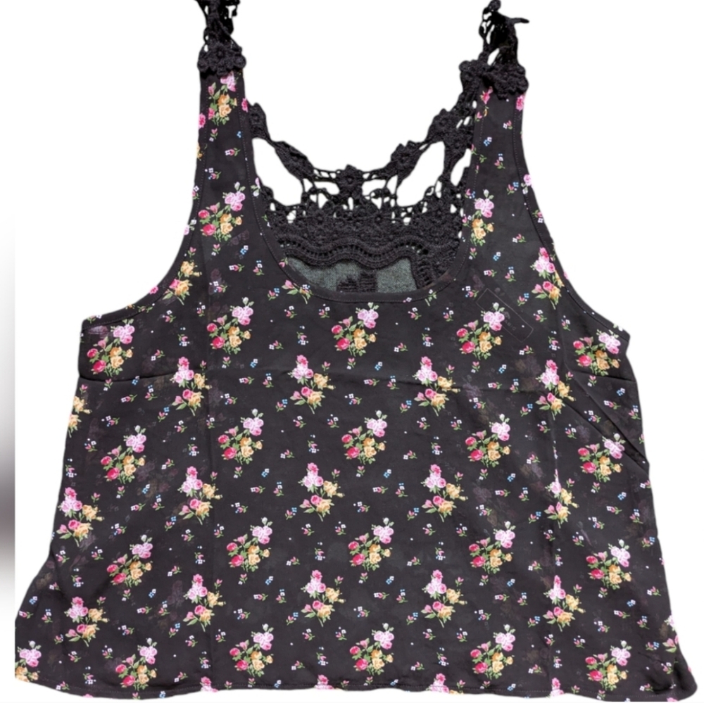 Iris Basic Boho Crochet Floral Lace Tank Top Blouse